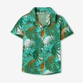 thumbnail image 2 of Coerni Toddler Boys Kids Hawaiian Shirt Short Sleeve Button Down Shirts Tropical Lapel Summer Beach Top Baby Casual Clothes, 2 of 9