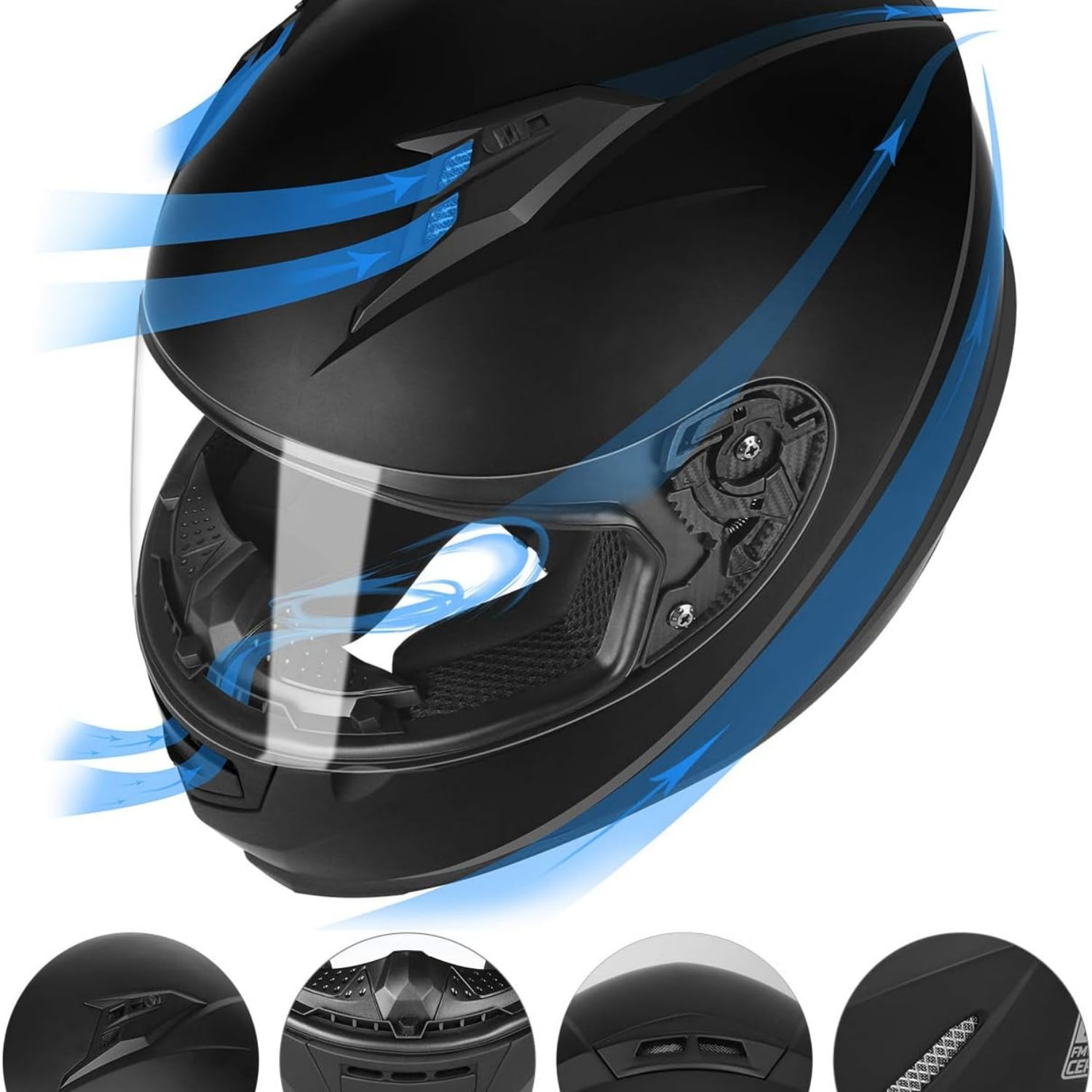 Compact Motorcycle Helmet - Matte Black, Large - Full Face