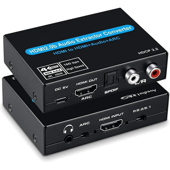 AUBEAMTO 4K HDMI Switch Audio Extractor With ARC & Optical Toslink HDMI 2.0 Switch 4K 60Hz HDMI Switcher Remote For Apple TV Blu-ray DVD Player Sky HD Box PS3 PS4