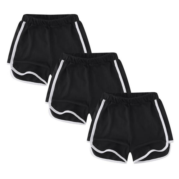 GYRATEDREAM Girls Boys 3 Pack Running Athletic Cotton Shorts, Kids Baby Workout and Fashion Summer Beach Sports for 8-9 Uears
