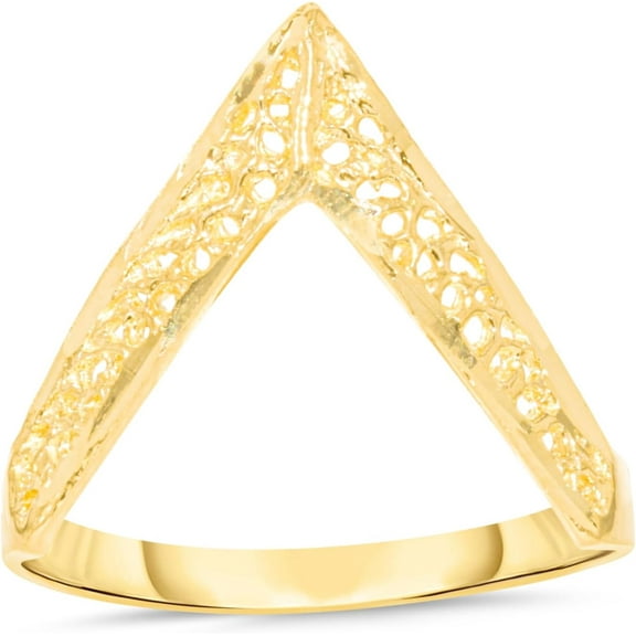 Floreo 10k Yellow Gold 16.5mm Edged Chevron Openwork Filigree Ring