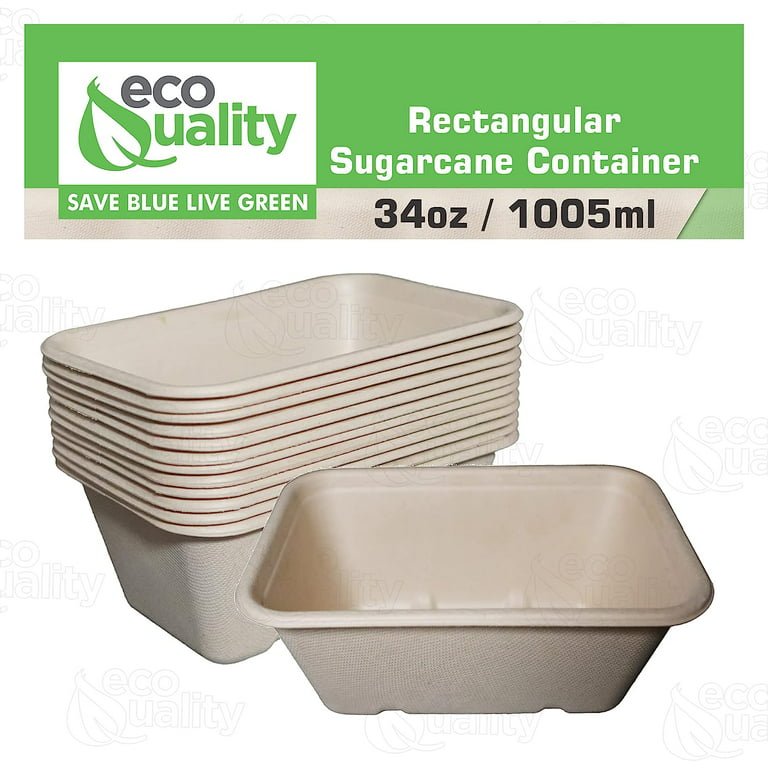 EcoQuality 24oz Disposable Bowls with Clear Lids - Rectangular