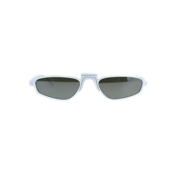Unisex Mirrored Lens Rectangular Plastic Pimp Retro Vintage Sunglasses White Black