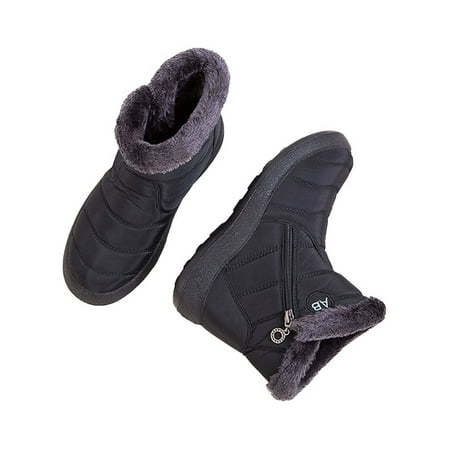 

Crocowalk Womens Ankle Bootie Snow Boots Furry Lined Short Boots Side Zip up Winter Warm Shoes