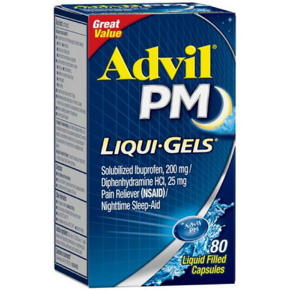 3 Pack Advil PM Ibuprofen 200 mg LiquiGels 80 ea
