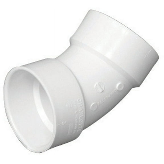 Charlotte Pipe Schedule 40 6 in. Hub x 6 in. Dia. Hub PVC 45 Degree Elbow