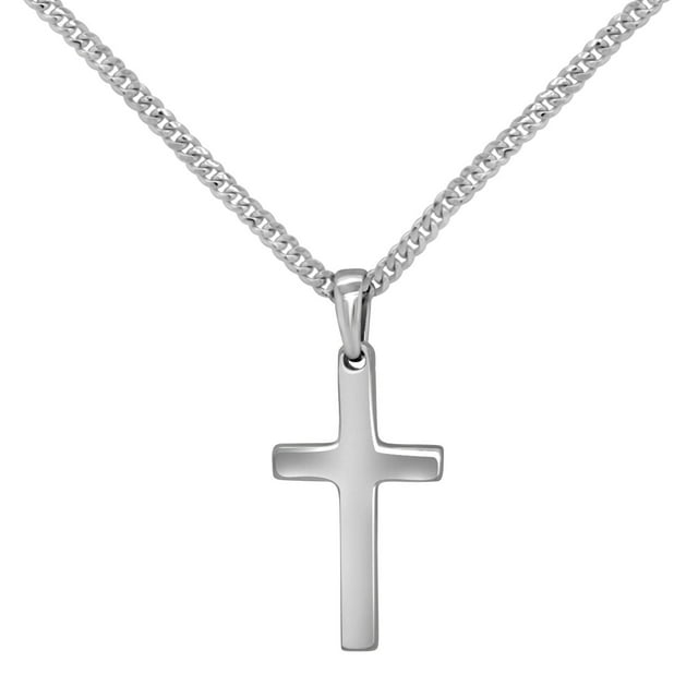 Reversible Cross Pendant Chain Necklace in Sterling Silver