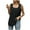 Black, variant on Tank Tops for Women Sleeveless Solid Color Bateau Neck Pleated High Low Hem Casual Blouse