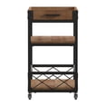 thumbnail image 2 of Weston Home Clayton Rustic Wood and Metal Bar Cart, Oak Finish, 2 of 8