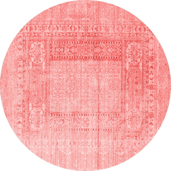 Ahgly Company Indoor Round Abstract Red Contemporary Area Rugs, 6' Round