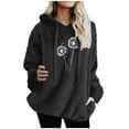 thumbnail image 3 of Xdegoge Fleece Pullover Women Graohic Sweatshirts Fuzzy Long Sleeve Warm Sherpa Hoodies Drawstring Hooded Teddy Bear Sweaters Winter Fashion Clohes, 3 of 5