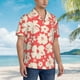 thumbnail image 3 of Balery Beige Flowers Camisas hawaianas de manga corta para hombre, camisas playeras de corte holgado, camisas de vacaciones con botones,XX-Large, 3 of 7