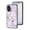 Purple, variant on Dteck Case with Diamond Ring Holder for iPhone 17,Shockproof TPU Bumper Tempered Glass Back Flower Pattern Slim Cover , White