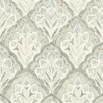 Chesapeake Mimir Grey Quilted Damask Wallpaper, 20.5-in by 33-ft