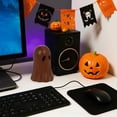 thumbnail image 5 of Paper Mache Ghost Halloween Decoration,DIY-Friendly Tabletop Decor,Small Little Resin Ghost Figurine,Eco-Friendly Decorative Craft for Halloween Party Favors Dollhouse Collectible(4x2.6")(Coffee), 5 of 9