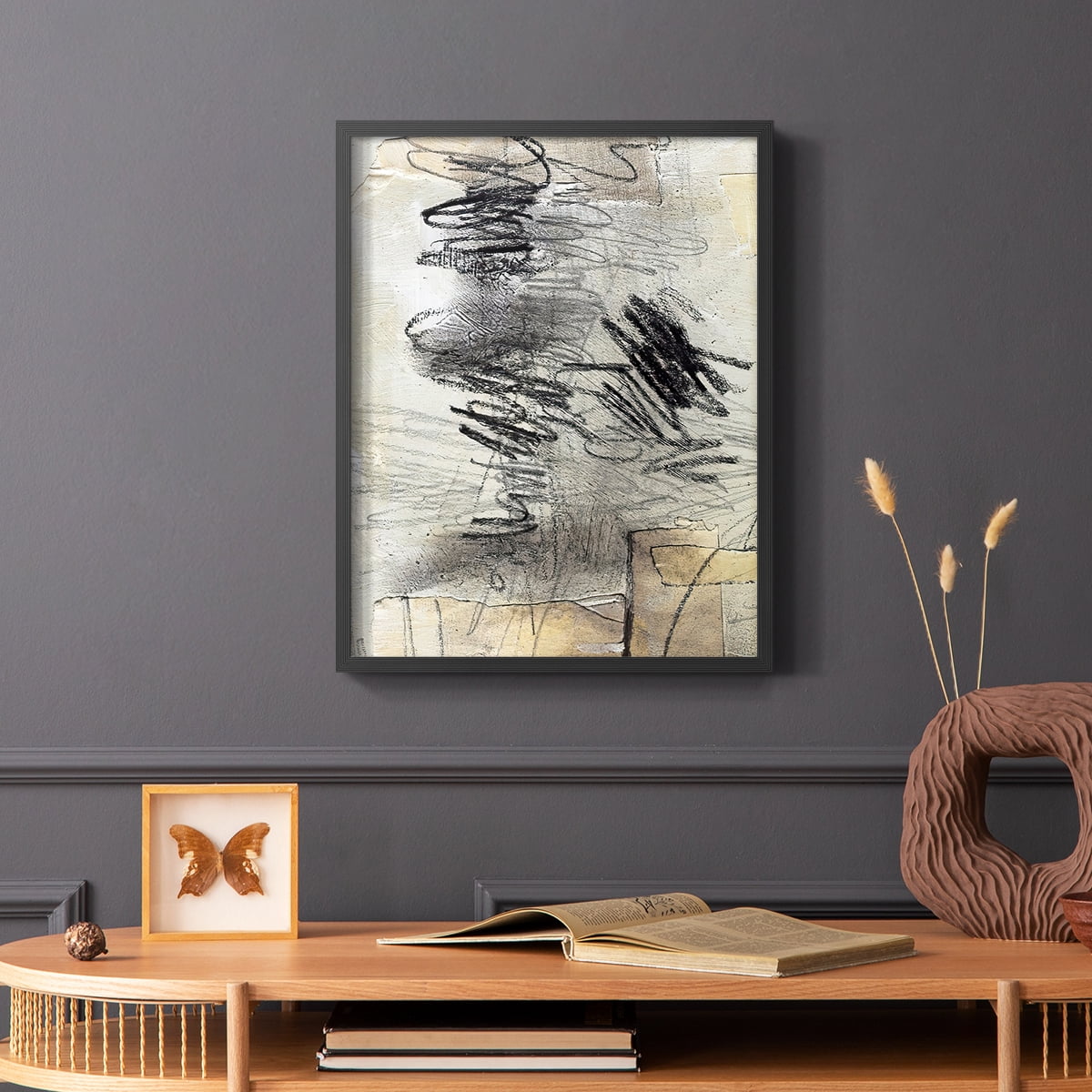 Masked Notes II Framed Print in Black Solid Wood Framed Print No Nail Hanging