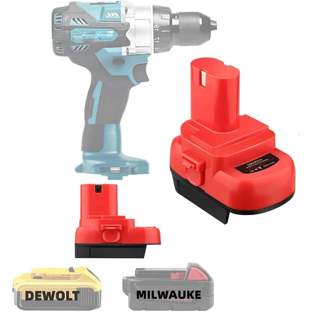 Battery Adaptador de Batería para Herramientas Eléctricas Inalámbricas Makita 12v Ni-MH, para Dewalt 20V para Batería de Iones de Litio Milwaukee 18v M18 Convertida en makita12v Ni-MH,