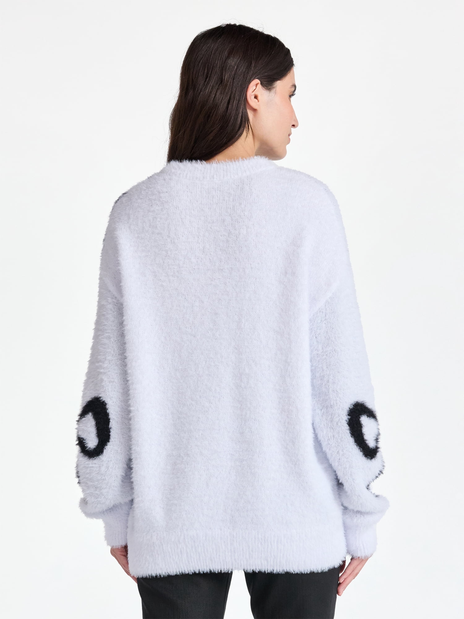 99 Jane Street Women's and Women's Plus Bow Print Pullover Sweater, Midweight, Sizes XS-4X