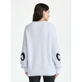 thumbnail image 3 of 99 Jane Street Women's and Women's Plus Bow Print Pullover Sweater, Midweight, Sizes XS-4X, 3 of 5
