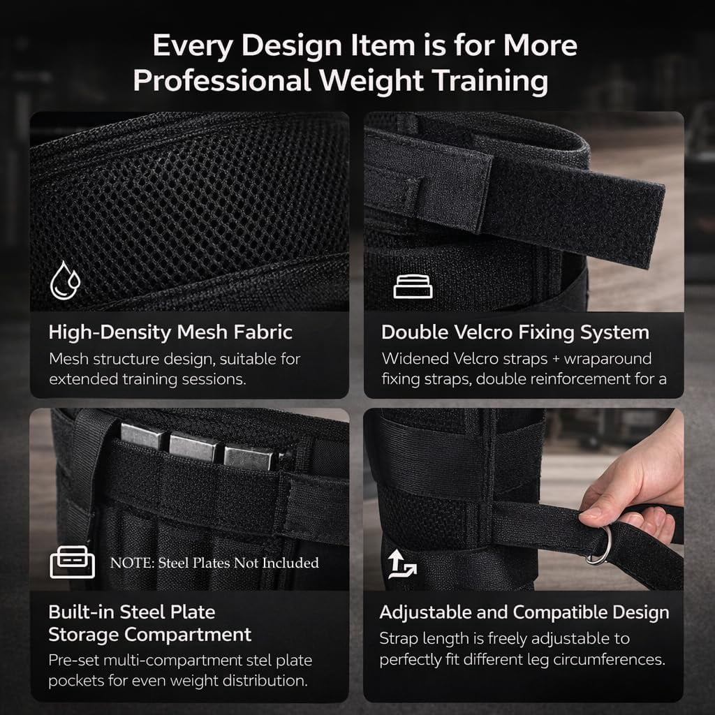 Adjustable Weighted Ankle Leg Bands for Fitness Training