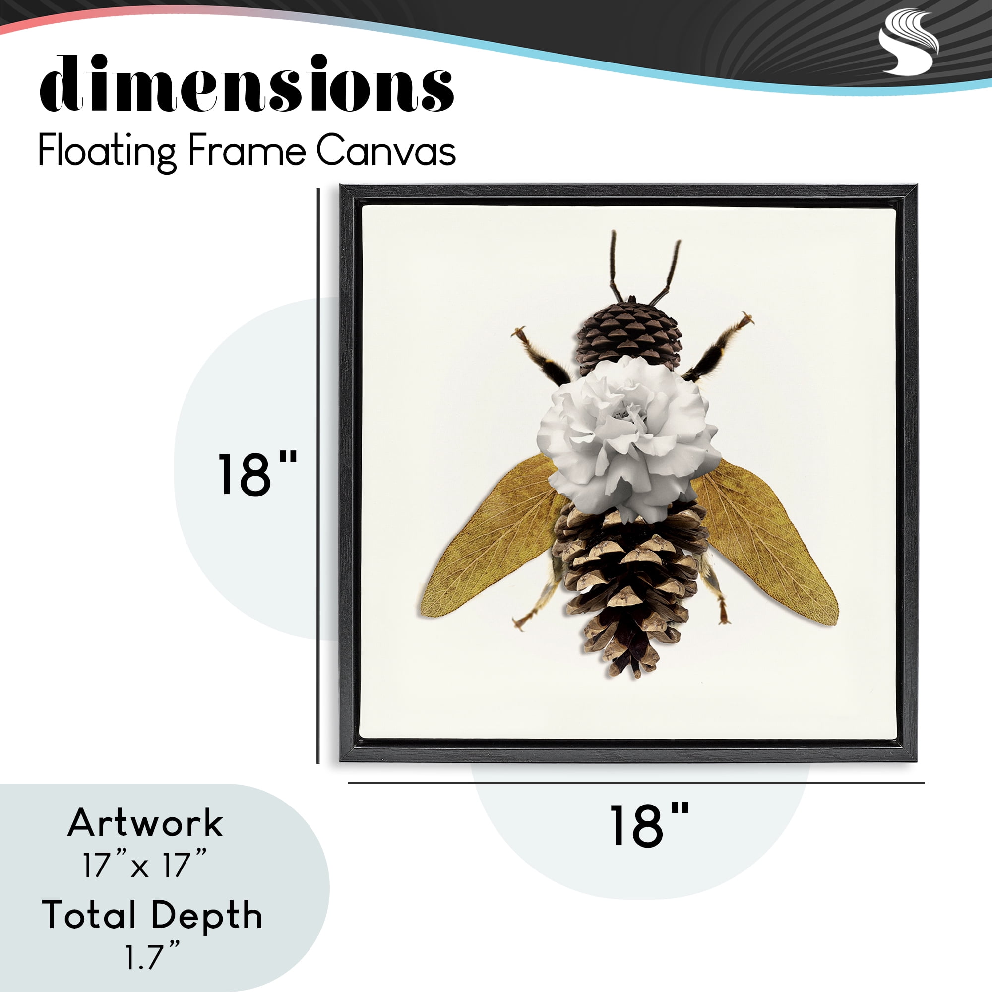 Nature Constructed Bee Black Framed Floater Canvas Wall Art, design by Sasha