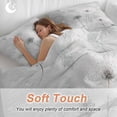 thumbnail image 4 of 3 Piece White Green Dandelion Duvet Cover Set California King, Microfiber Comforter/Quilt Cover with Corner Ties and 2 Pillowcases, Grey Floral Leaves All Season Soft Bedding with Zipper Closure, 4 of 8