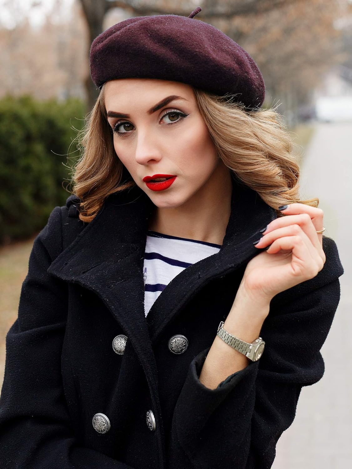 3 Pieces Beret Hat French Style Beanie Cap Solid Color  display picture 1