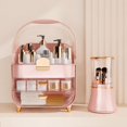 thumbnail image 5 of Makeup Organizer Countertop With Lid And Drawers Large Skin Care Cosmetic Display Case Holder for Vanity Desk Bathroom Storage Box,Pink With Brush Holder, 5 of 10