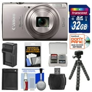 Canon PowerShot Elph 360 HS Wi-Fi Digital Camera (Silver) with 32GB Card + Battery & Charger + Flex Tripod + Kit