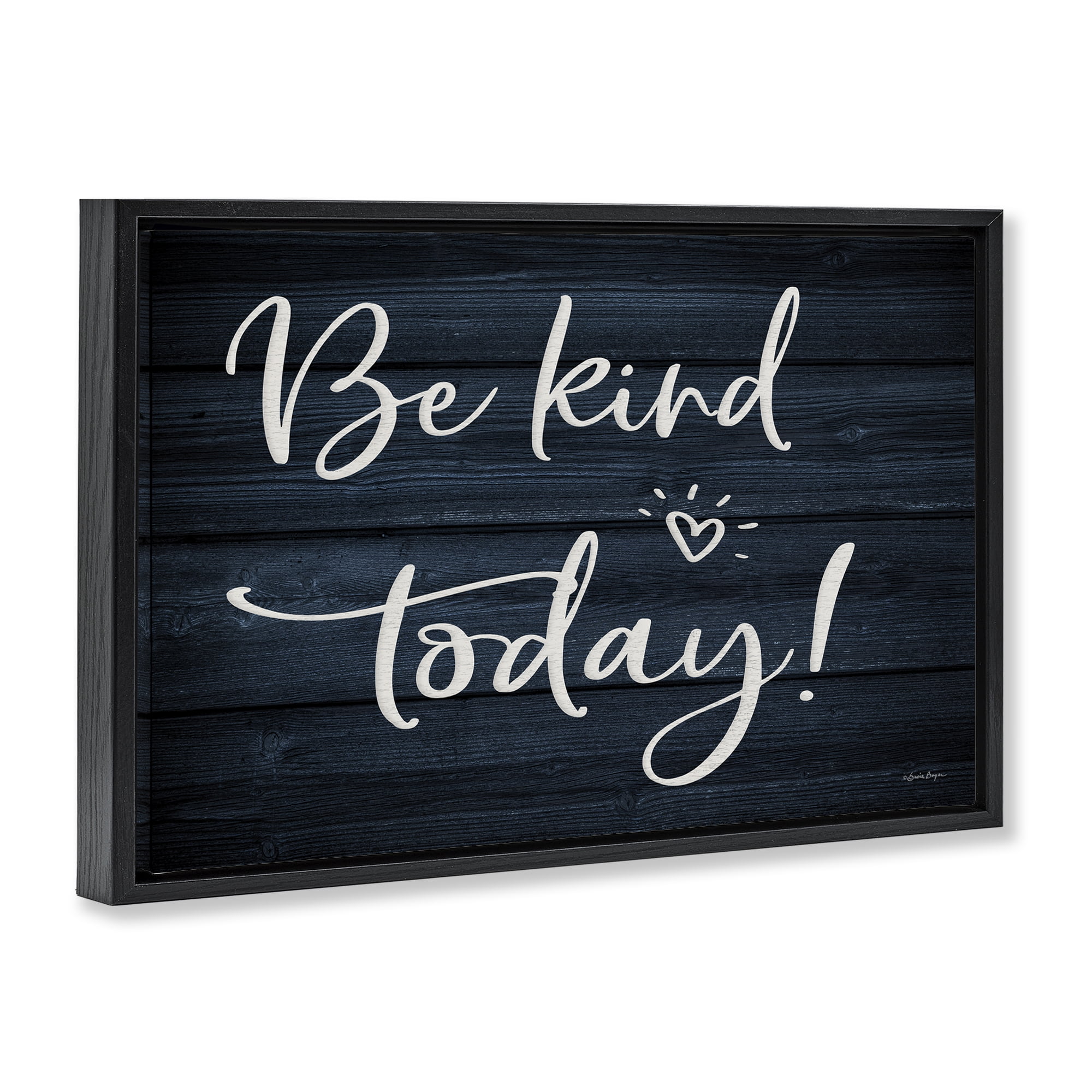 Stupell Industries Be Kind Today Text & Numbers Painting Black Floater Framed Canvas Art Print Wall Art, 25 x 17