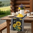 thumbnail image 6 of Table Runner Sunflower Bees Table Decoration for Kitchen Dinning Black White Buffalo Plaid Table Decoration for Indoor Outdoor Party Wedding Decor 13x72inch, 6 of 7