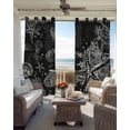 thumbnail image 4 of Black Coastal Starfish Blackout Curtains, Light Blocking Print Window Curtains, Vintage Coral Seahorse Shell Thermal Insulated Window Drapes for Living Room Kitchen Cafe 2 Panels, 104"W x 63"L, 4 of 9