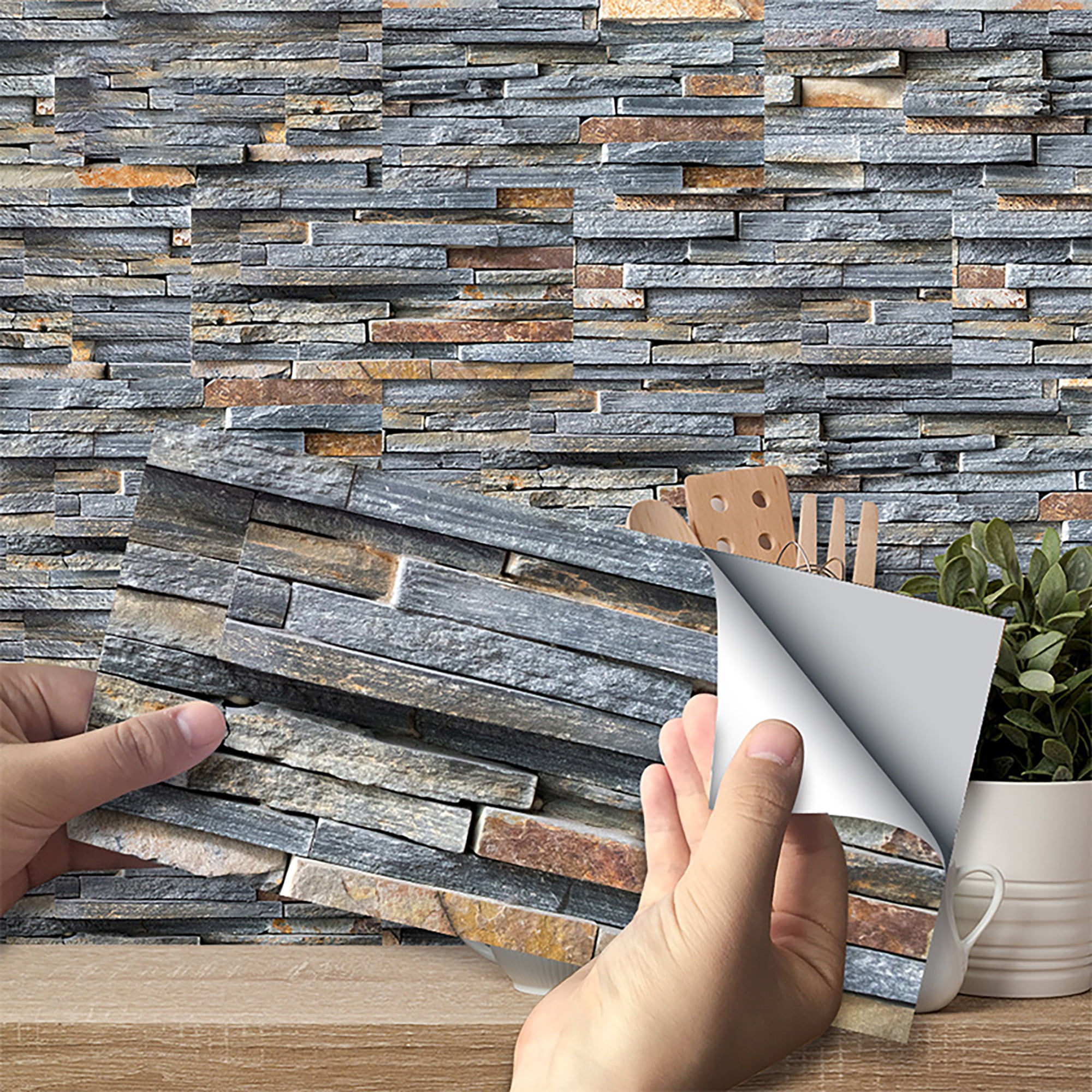 Floor Wall Stickers Home Kitchen Mosaic PVC Retro Self-Adhesive Tiles Vinyl