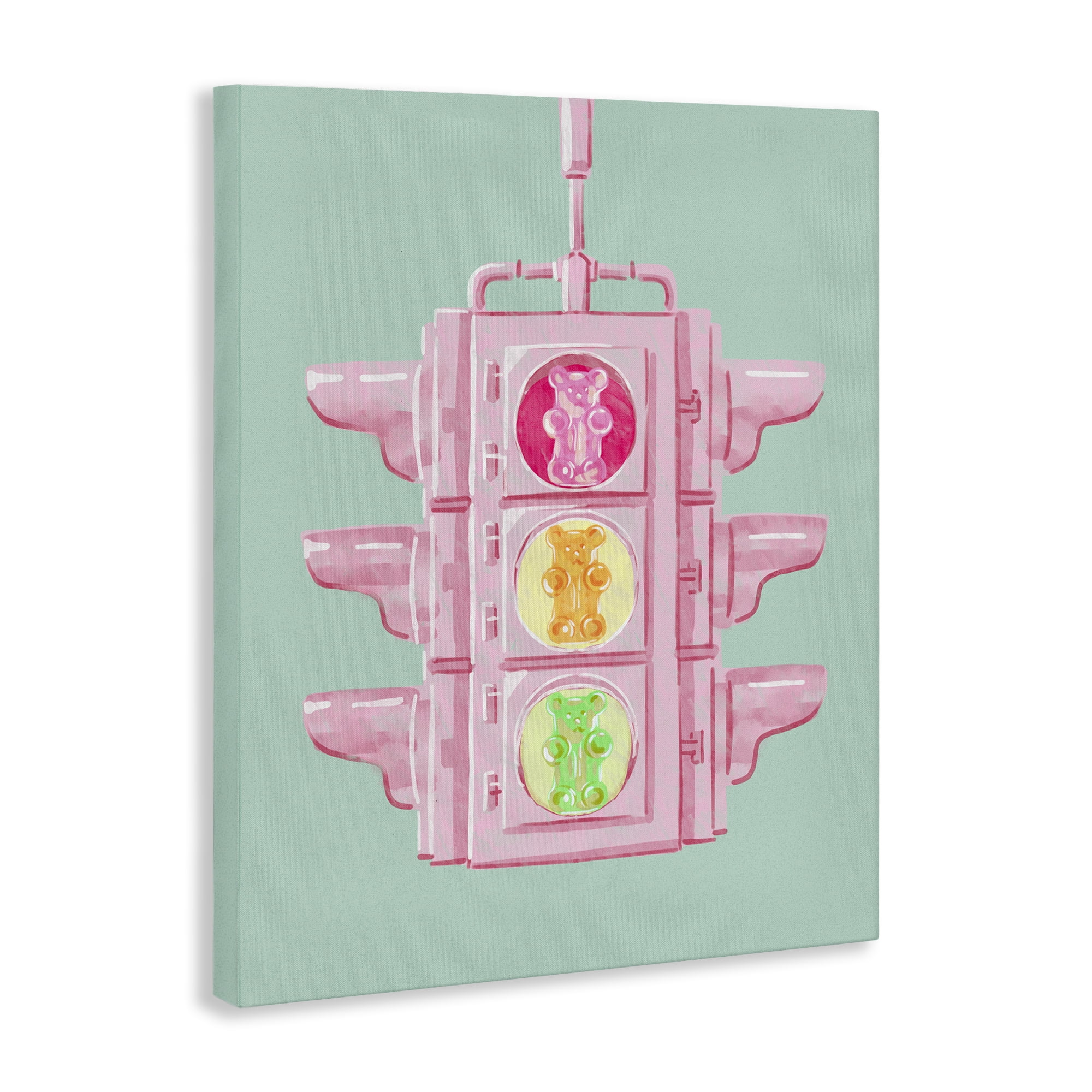 Stupell Industries Candy Bears Traffic Light Novelty Painting Gallery Wrapped Canvas Art Print Wall Art, 24 x 30