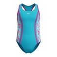 thumbnail image 1 of Speedo Girl's UV Protection Propel Back Printed One Piece Swimsuit - Neon Violet, Size 8, 1 of 4