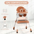 thumbnail image 4 of Liyufly 4-in-1 Baby High Chair Portable Toddler Baby Dining Chairs Eat & Play Convertible High Chair with 5-Point Harness, Dinner Plate and Toy Rack, Brown, 4 of 10