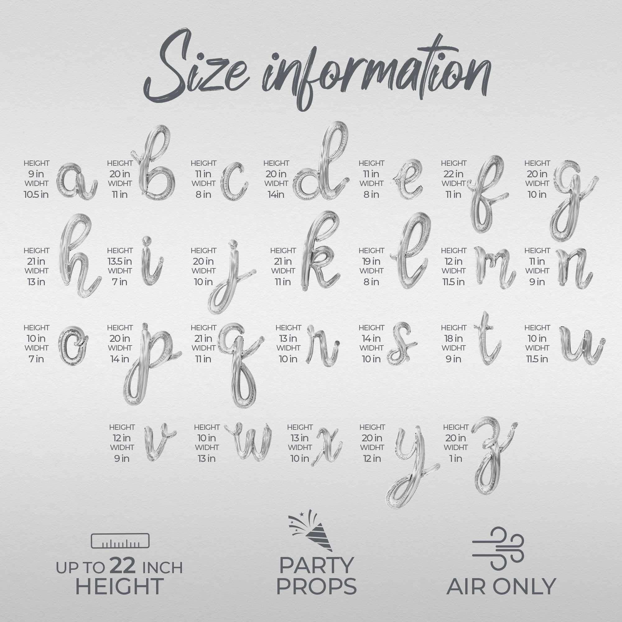 Cursive Script Letter Balloons - IN MY SWIMMING ERA 16" Inch Alphabet Letters Foil Mylar Balloon Swimming Themed Birthday Party Banner (Silver)