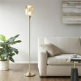 thumbnail image 2 of Pemberly Row Iron Metal Floor Lamp with Glass Shade in Antique Brass, 2 of 8