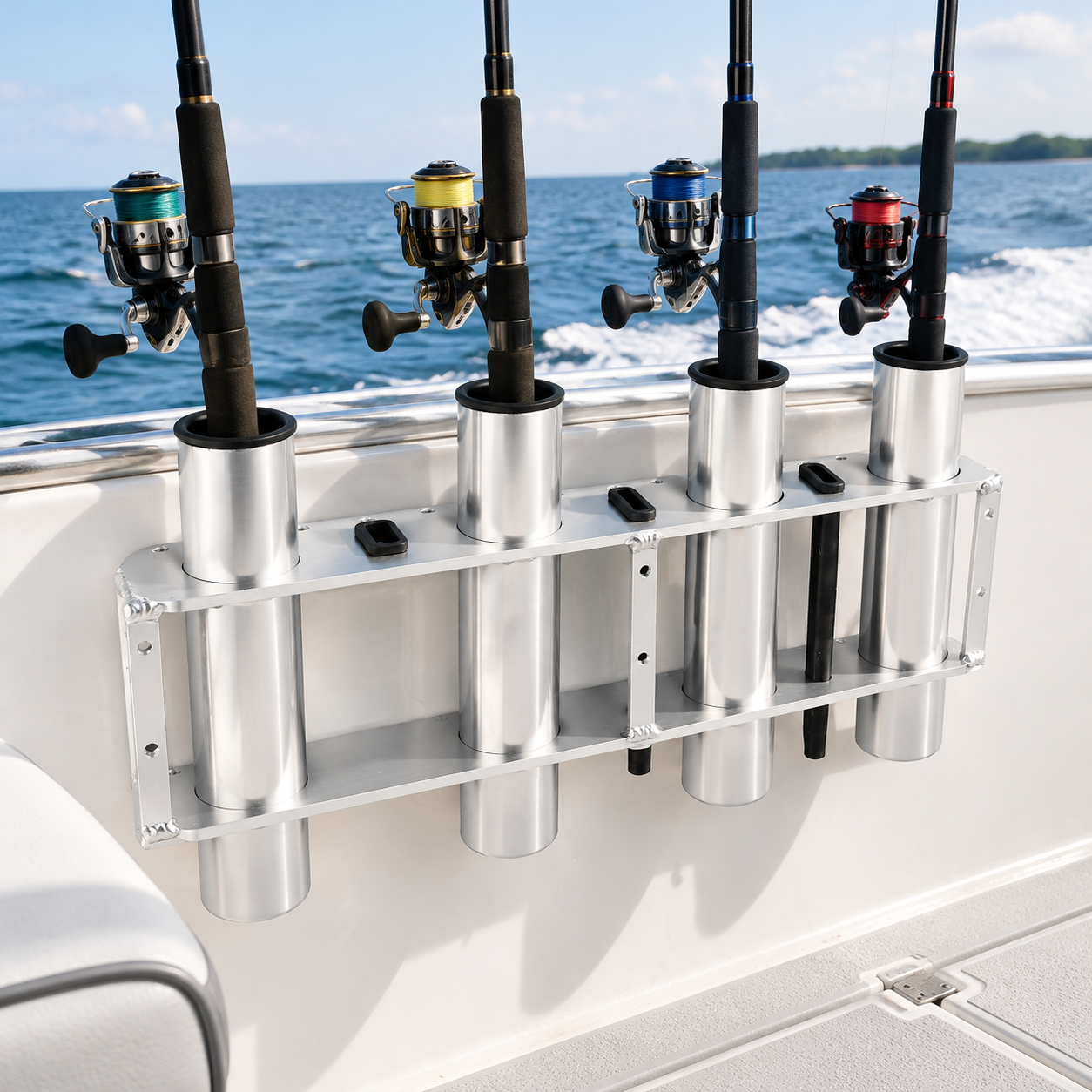 4-Tube Aluminum Fishing Rod Holders for Boat 19.25 x 9.76 x 3.74 Inches