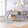 thumbnail image 1 of [ US IN STOCK] Twin size Loft Bed Wood Bed with Slide, Stair and Chalkboard,Gray, 1 of 9