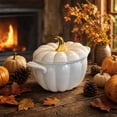 thumbnail image 5 of Ceramic Pumpkin Serving Jar with Lid – White Fall Kitchen Decor Storage Container for Countertop, 5 of 7