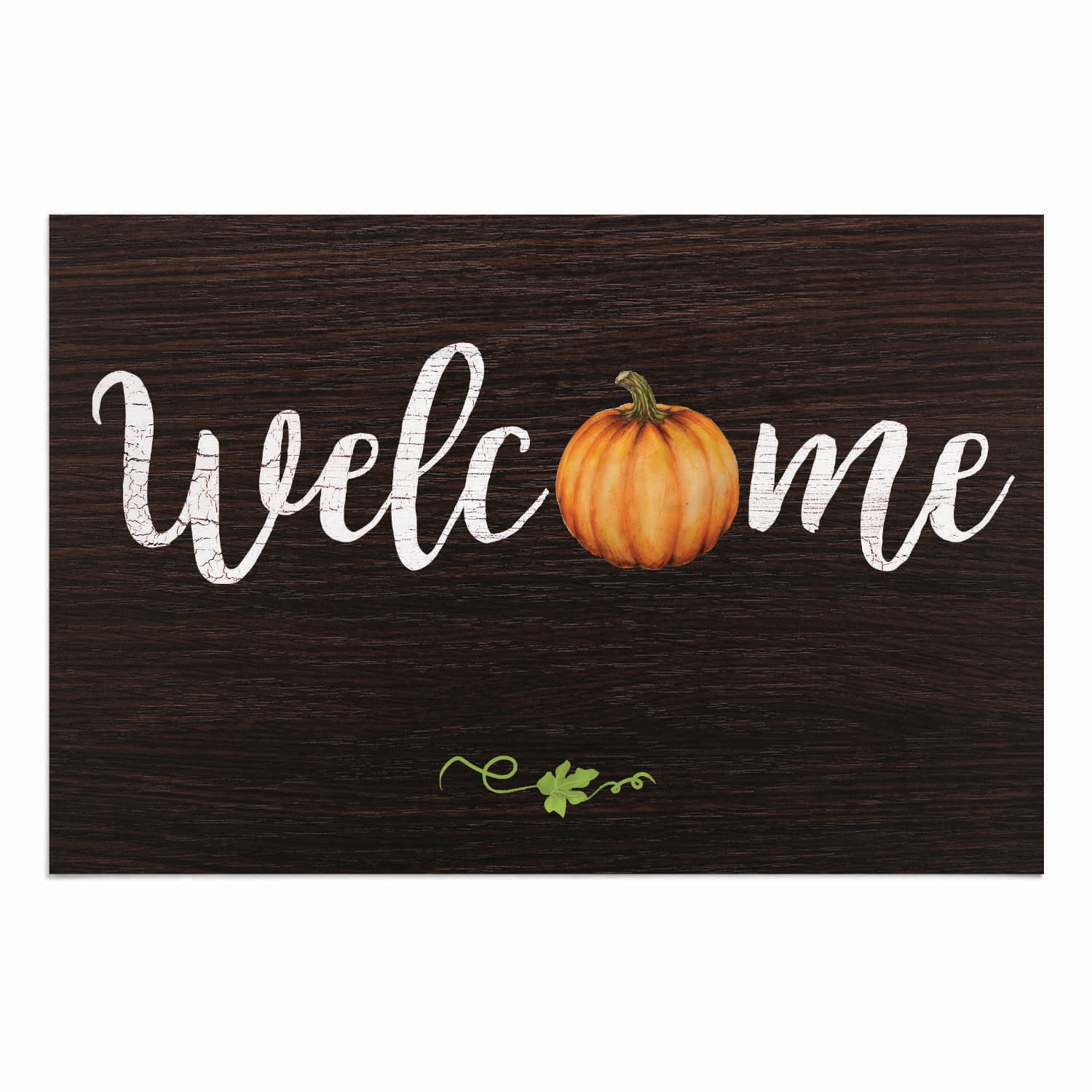 Personalized Planet 27x18 Pumpkin Welcome Doormat with Custom Family Name Printed on Black Rectangular 1/8” Thick Non Slip Mat for Kitchen Hallway Deck or Porch