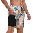 thumbnail image 2 of Kdxio Tropical Plants Print Men's Swim Trunks with Compression Liner 7 Inch Inseam Quick Dry Swim Shorts, 2 of 7