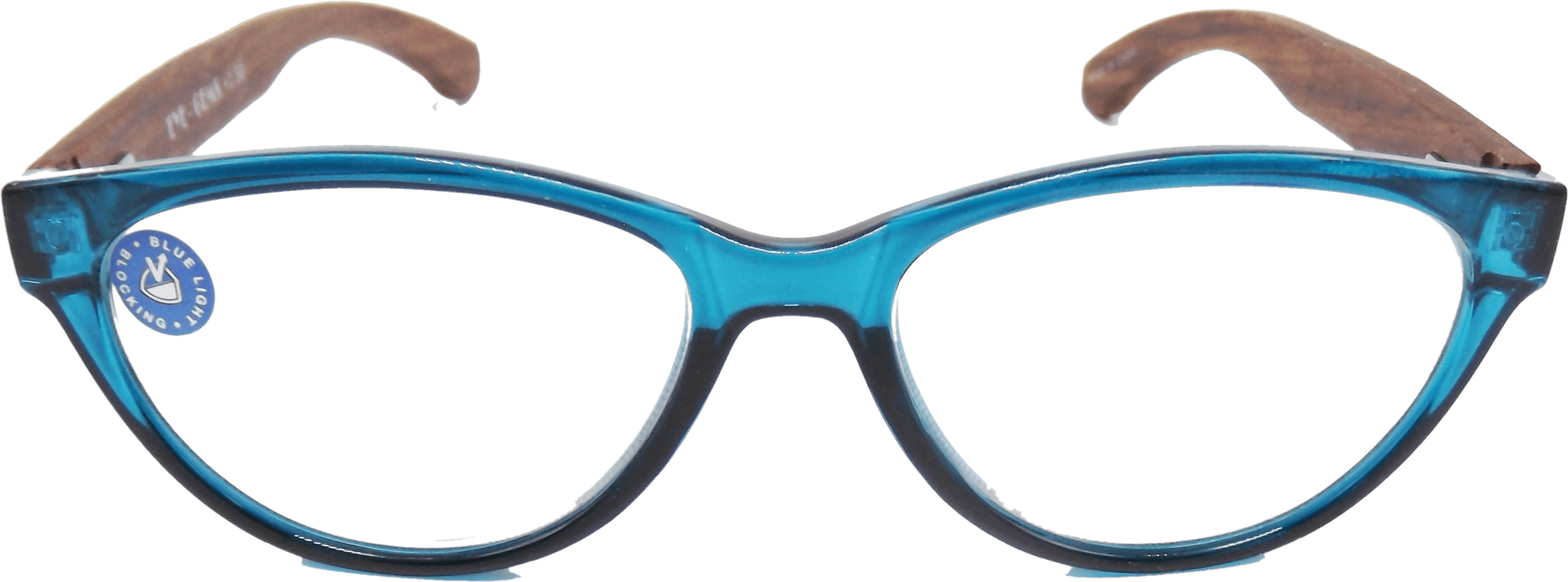 EYEGEMS Brand Blue Light Blocking Computer Reading Women Glasses +3.00 Eco Friendly Sustainable  Ladies Walnut Wood  Teal 3461