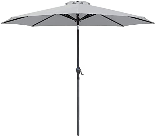 Lawn,Backyard & Pool,Black and White Greesum 9FT Patio Umbrella Outdoor Market Table Umbrella with Push Button Tilt Crank and 8 Sturdy Ribs for Garden