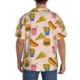 thumbnail image 5 of Xecao offers the Hamburger Pizza Coke for Men's Casual Short-sleeved Shirt, a button-up collared shirt with a pocket, perfect for beach vacations and yacht travel in the Small size., 5 of 7