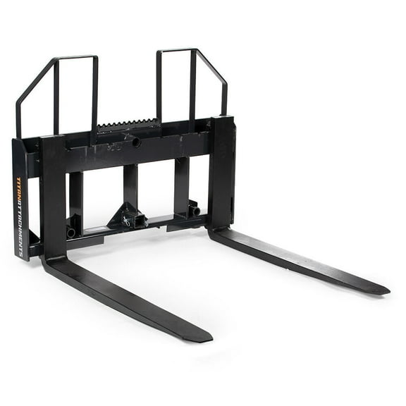 Titan Attachments Class 3 Step-Through Pallet Fork Frame Attachment, 48” Class 3 Fork Blades, Rated 7,500 LB, Quick Tach Mounting
