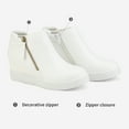 thumbnail image 3 of Dream Pairs Women's Platform Casual Sneaker Ankle Booties Wedge Ankle Boots WEDGE-SNKR-2 WHITE Size 9, 3 of 5