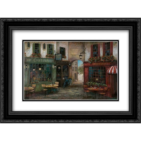 Courtyard Ambiance 2x Matted 24x18 Black Ornate Framed Art Print by Manning, Ruane