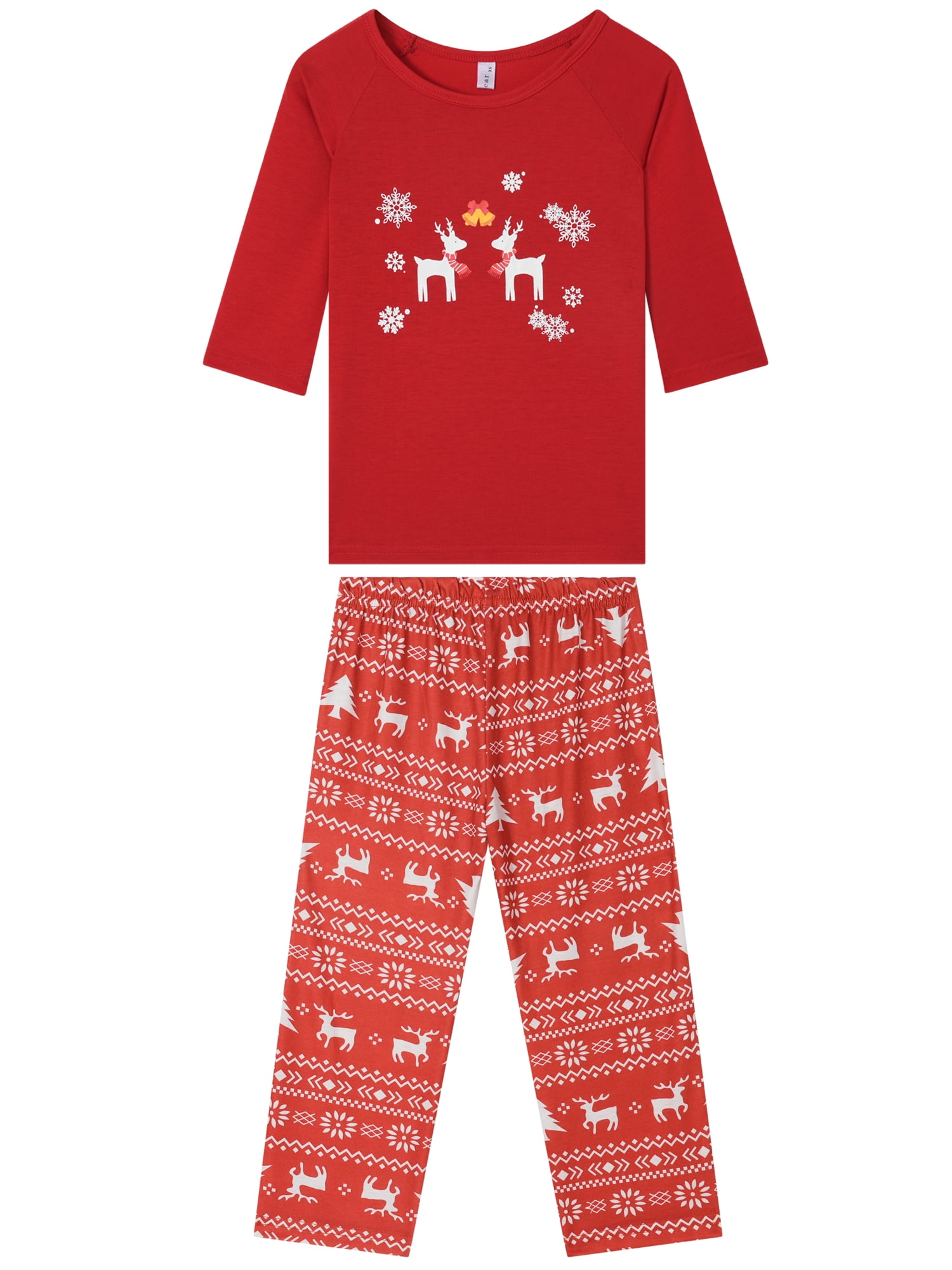 DARING DIVA Top Cute Print Pants Red Family Pajama Set ["Boys & Girls"] L Red